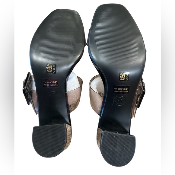 Chinese Laundry Sylvia Clear Block Heel Size 10 Slip On Smoke Square Toe - Picture 10 of 14